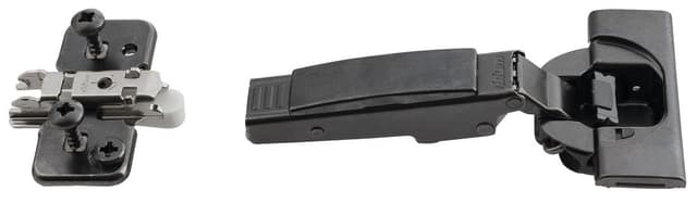 BLUM zawias meblowy, nakładany z soft close i zaślepkami, onyks czarny