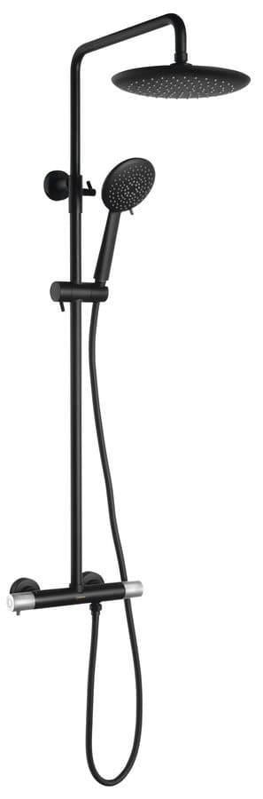 SOLARIS zestaw prysznicowy z baterią termostatyczną, czarny mat/chrom