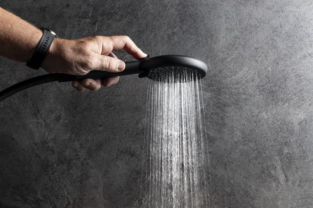 Główka prysznicowa z masażem, 3 tryby natrysku, silikonowe dysze, 120 mm, ABS/czarny mat