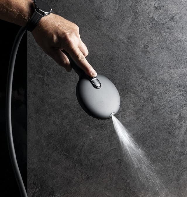 Główka prysznicowa z masażem, 3 tryby natrysku, silikonowe dysze, 120 mm, ABS/czarny mat