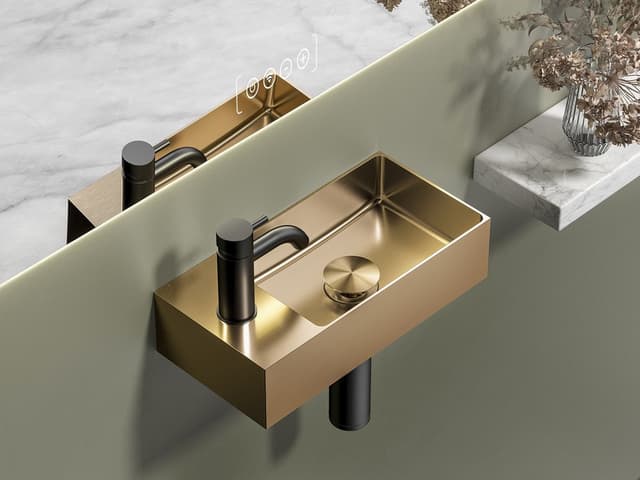 AURUM mała umywalka stal nierdzewna miedź mat 36,5x18 cm z powłoką PVD