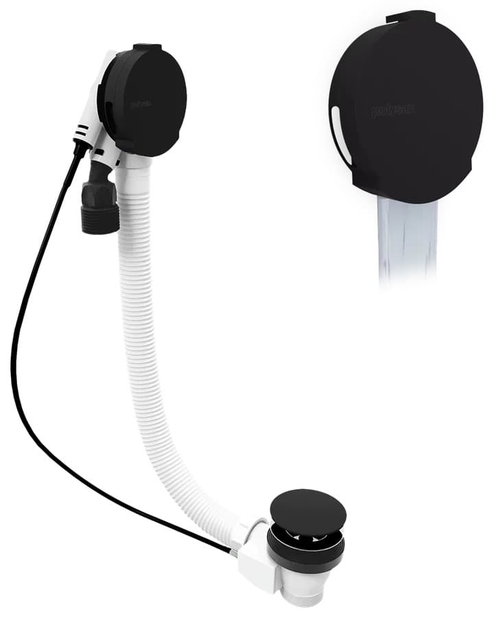 Zestaw odpływowy z funkcją napełniania 1200 mm czarny mat