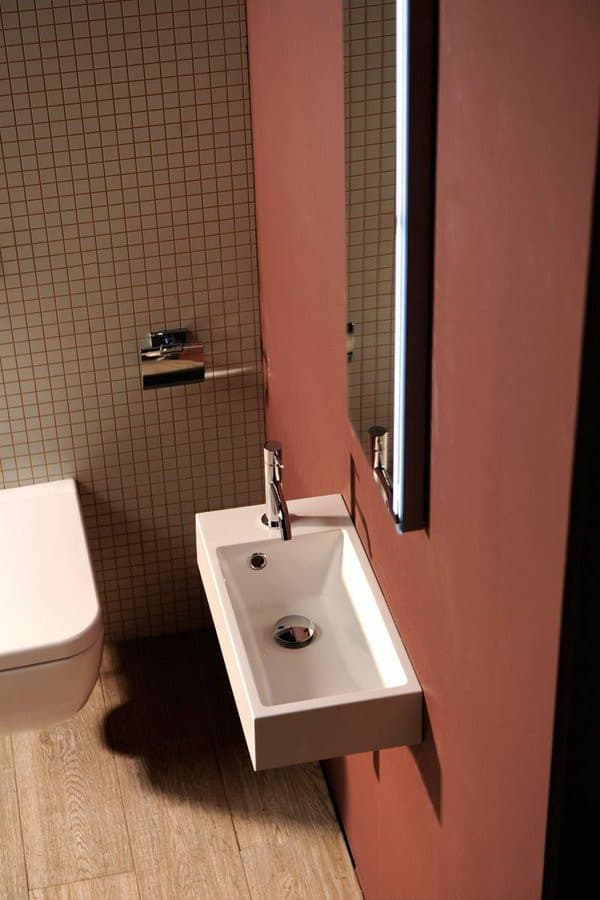 Umywalka kompozytowa Ariana 50x25 cm z baterią lewą biała