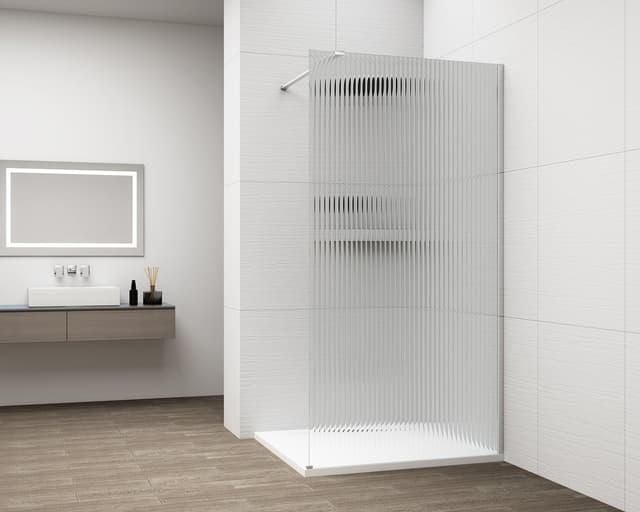 ESCA CHROME jednoczęściowa kabina przysznicowa Walk-In, montaż przy ścianie, szkło Flute, 1500 mm