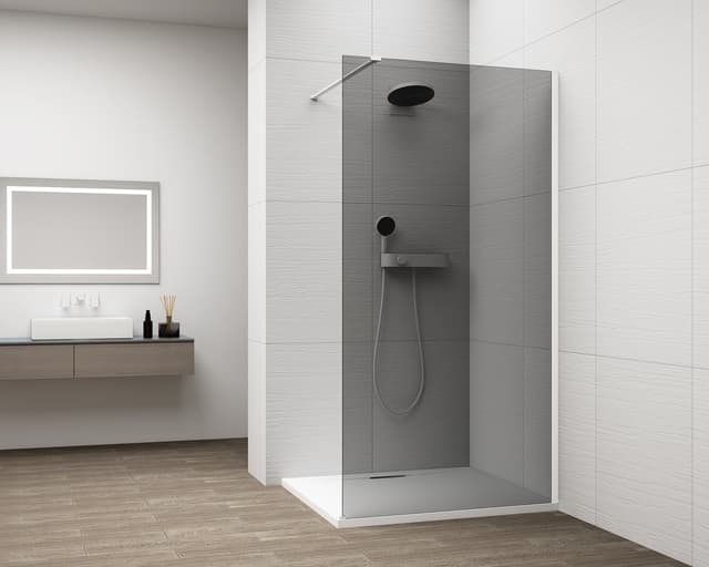 ESCA WHITE MATT jednoczęściowa kabina przysznicowa Walk-In, montaż przy ścianie, szkło dymione, 1000 mm