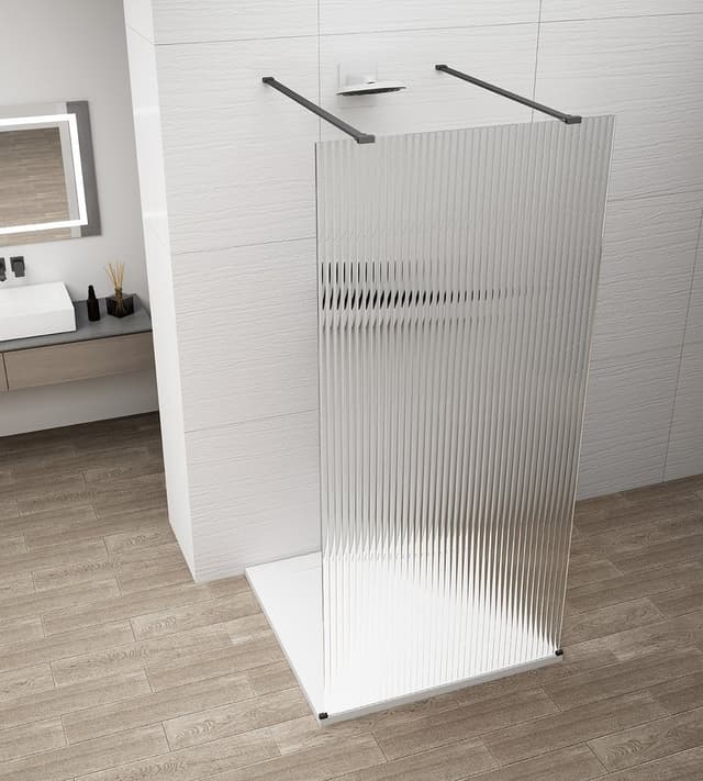 ESCA BLACK MATT jednoczęściowa kabina przysznicowa Walk-In, szkło Flute, 1400 mm