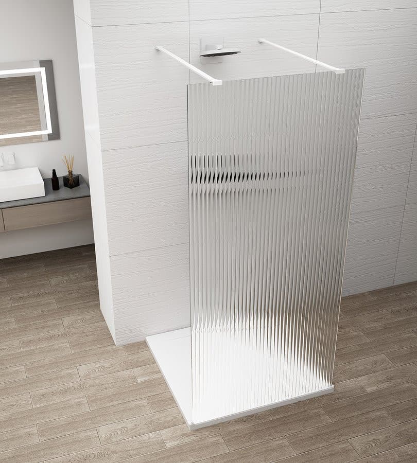 ESCA WHITE MATT jednoczęściowa kabina przysznicowa Walk-In, szkło Flute, 1100 mm