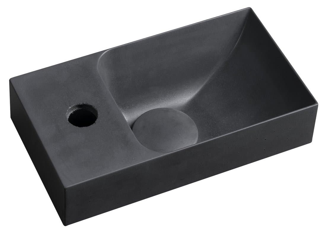 Umywalka betonowa PICCOLINO antracyt 30,8x17 cm, bateria lewa
