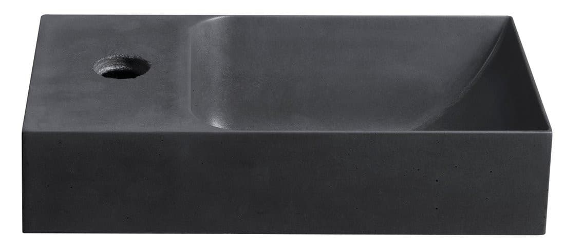 Umywalka betonowa PICCOLINO antracyt 30,8x17 cm, bateria lewa