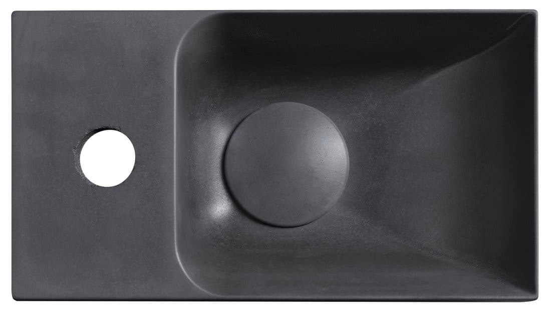 Umywalka betonowa PICCOLINO antracyt 30,8x17 cm, bateria lewa