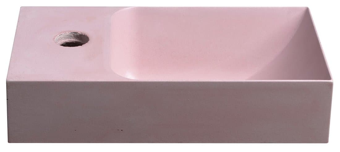 PICCOLINO mała umywalka betonowa 30,8x17 cm z baterią lewostronną różowa