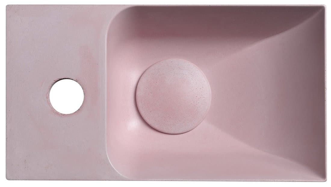 PICCOLINO mała umywalka betonowa 30,8x17 cm z baterią lewostronną różowa