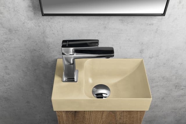 PICCOLINO mała umywalka betonowa 30,8x17 cm z baterią L żółta