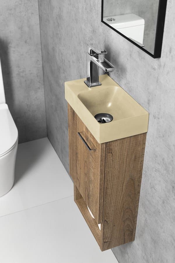 PICCOLINO mała umywalka betonowa 30,8x17 cm z baterią L żółta