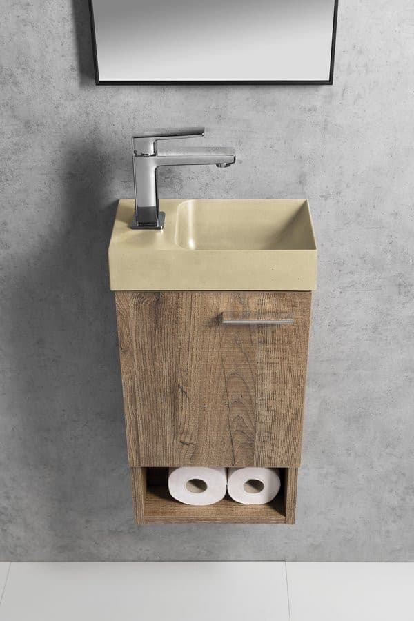 PICCOLINO mała umywalka betonowa 30,8x17 cm z baterią L żółta