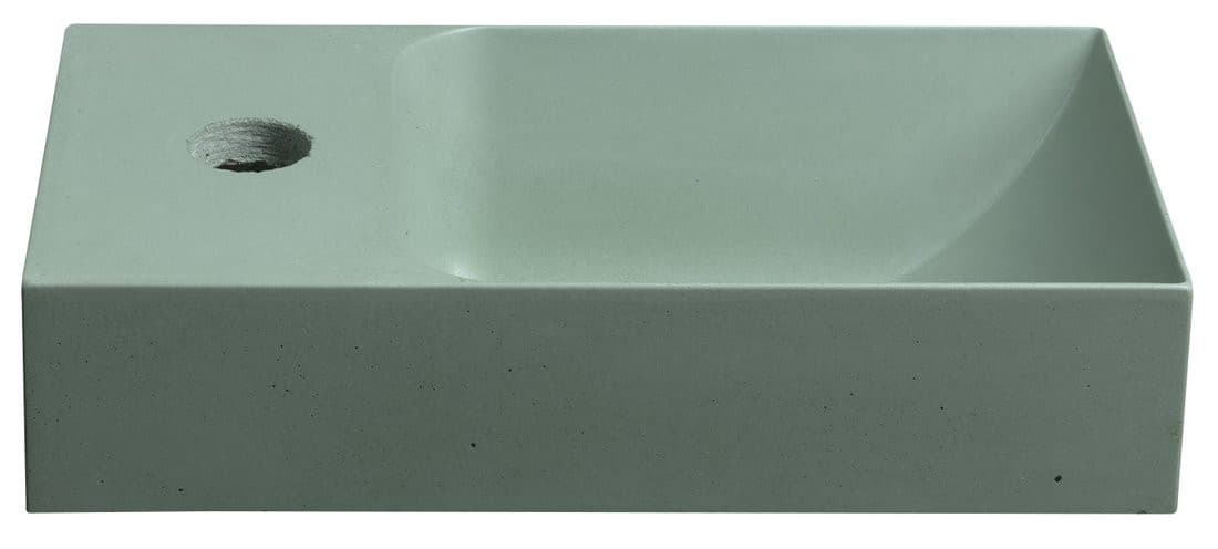 PICCOLINO mała umywalka betonowa 30,8x17 cm zielona bateria lewa