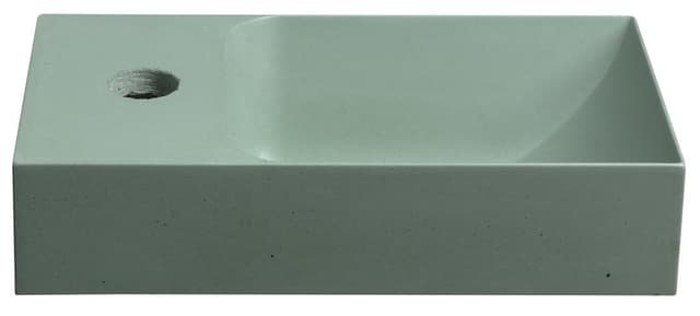 PICCOLINO mała umywalka betonowa 30,8x17 cm zielona bateria lewa