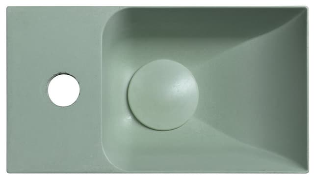 PICCOLINO mała umywalka betonowa 30,8x17 cm zielona bateria lewa