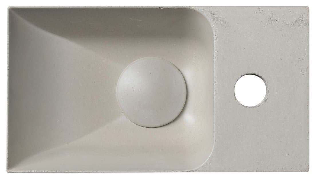 Umywalka betonowa PICCOLINO 30,8x17 cm piaskowy z baterią prawej strony