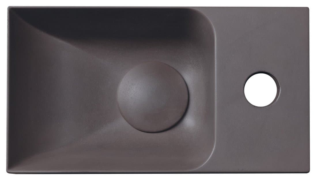 Umywalka betonowa PICCOLINO 30,8x17 cm z baterią po prawej, ciemny brąz