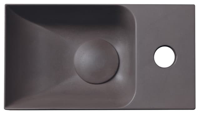 Umywalka betonowa PICCOLINO 30,8x17 cm z baterią po prawej, ciemny brąz