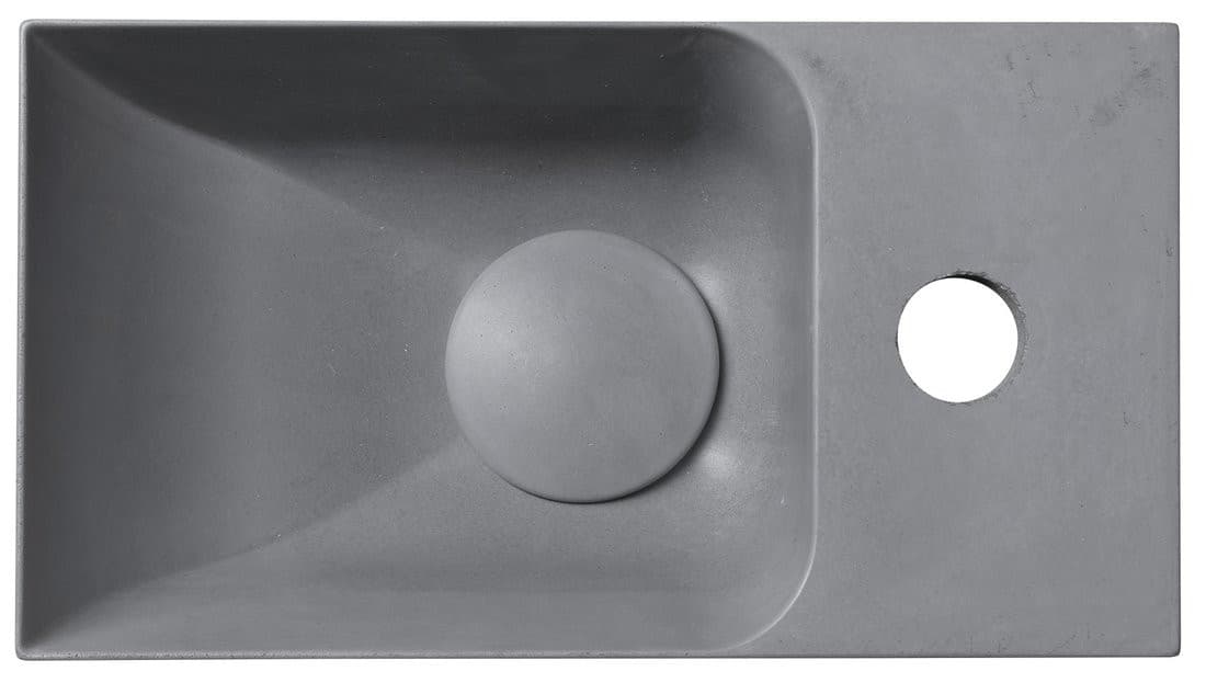 PICCOLINO umywalka betonowa mała 30,8x17cm bateria po prawej stronie szara