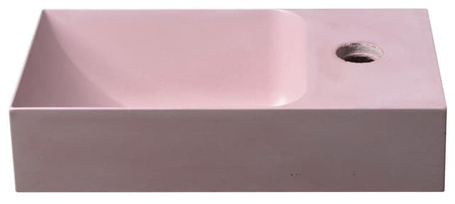 Mała umywalka betonowa PICCOLINO 30,8x17 cm, bateria prawa, różowa
