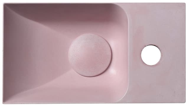 Mała umywalka betonowa PICCOLINO 30,8x17 cm, bateria prawa, różowa