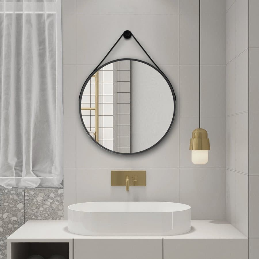 STAGO okrągłe lustro śr. 60 cm z czarnym paskiem antykorozyjne