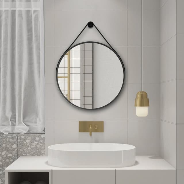 STAGO okrągłe lustro śr. 60 cm z czarnym paskiem antykorozyjne