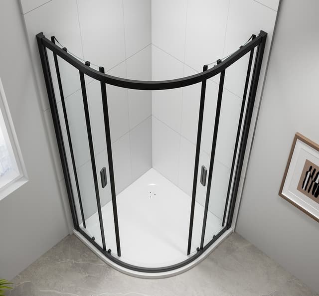 EASY BLACK kabina prysznicowa półokrągła 800x800mm, L/R, szkło czyste