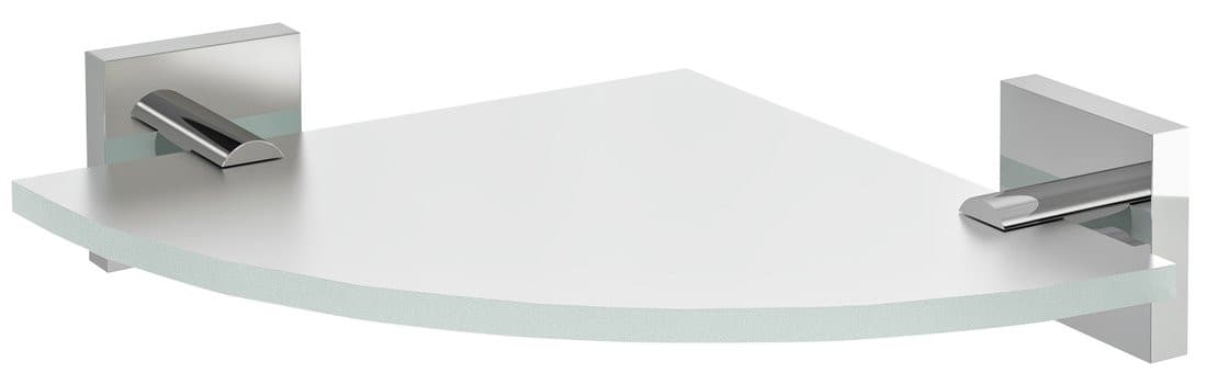 X-SQUARE półka narożna szklana chrom 220x220mm mleczne szkło