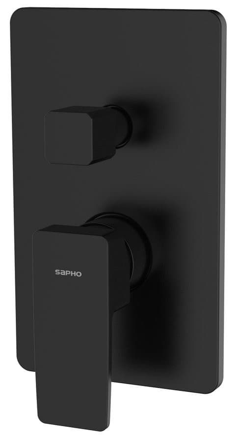 TURSI bateria prysznicowa podtynkowa 2 wyjścia obrotowy przełącznik czarny mat