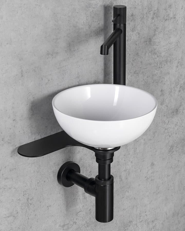 Umywalka TETRIS z otworem na baterię matowa czarna stal