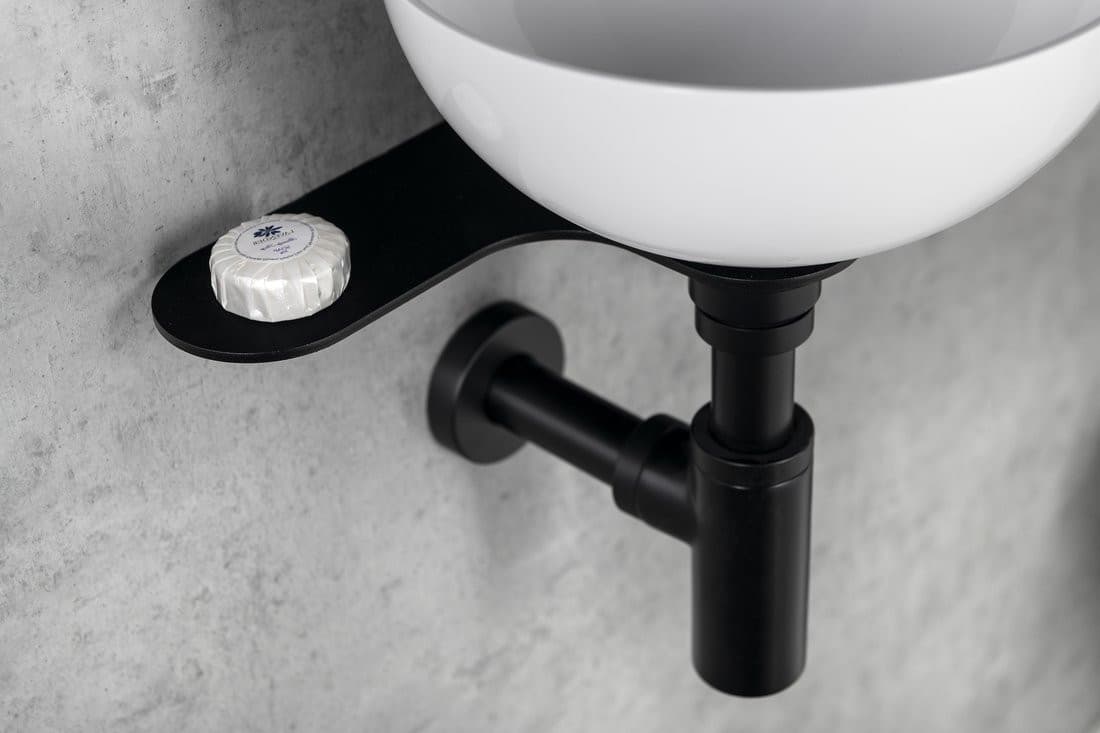 Umywalka TETRIS z otworem na baterię matowa czarna stal