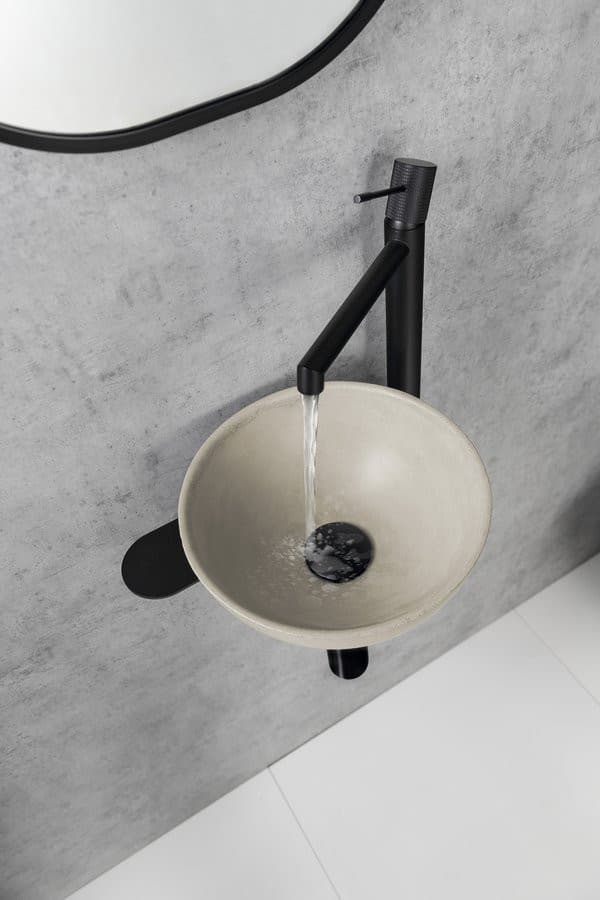 Umywalka TETRIS z otworem na baterię matowa czarna stal