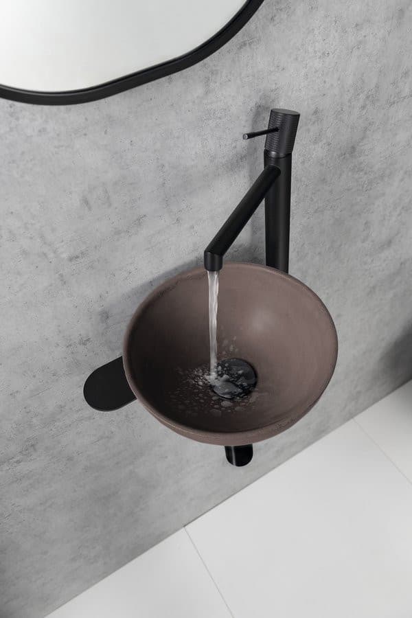 Umywalka TETRIS z otworem na baterię matowa czarna stal