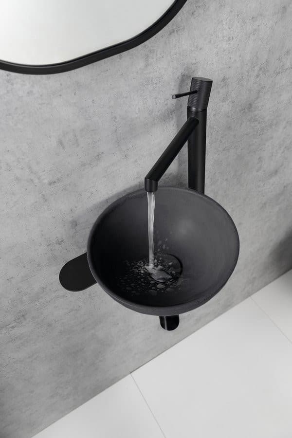 Umywalka TETRIS z otworem na baterię matowa czarna stal