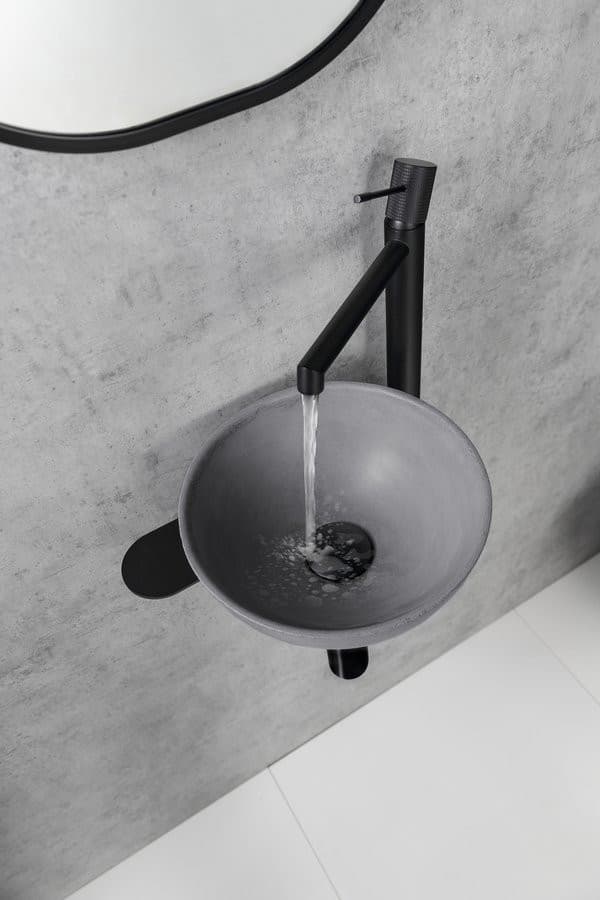 Umywalka TETRIS z otworem na baterię matowa czarna stal