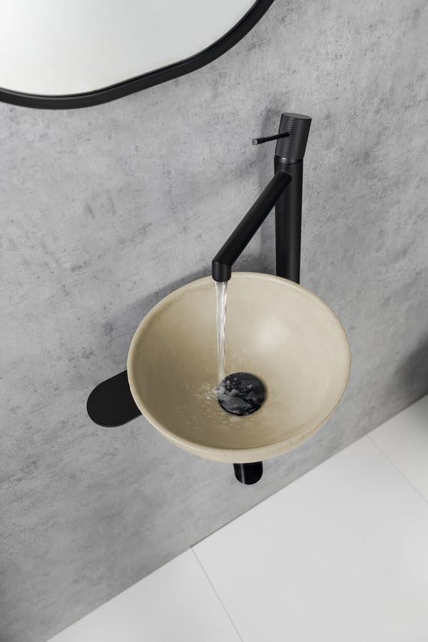 Umywalka TETRIS z otworem na baterię matowa czarna stal