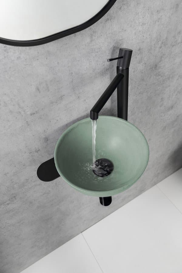 Umywalka TETRIS z otworem na baterię matowa czarna stal