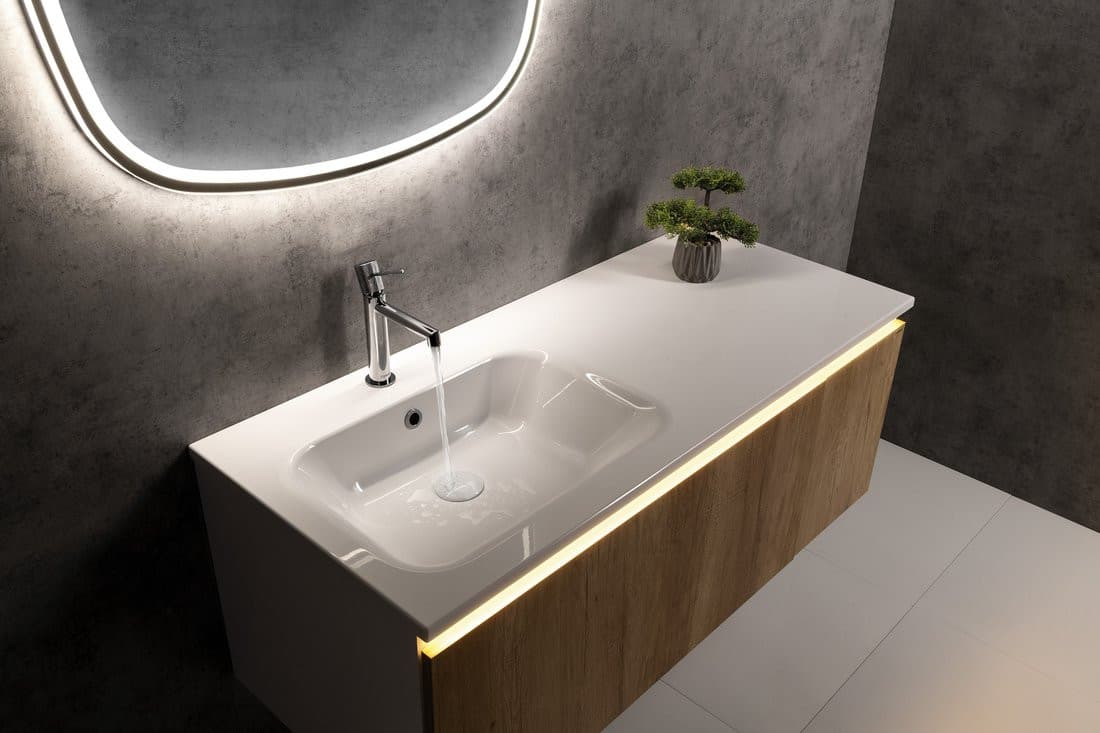 LOREA szafka z umywalką 101x46x51,5 cm (30+70 cm), prawa, dąb collingwood / czarny mat