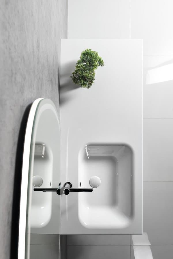 LOREA szafka łazienkowa z umywalką 121x46x51,5 cm (lewa, dąb Alabama/biały mat)