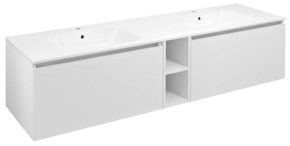 LOREA szafka z podwójną umywalką, 181x46x51,5 cm, biały mat