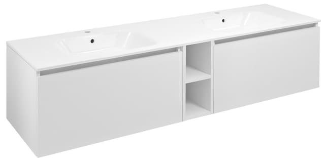 LOREA szafka z podwójną umywalką, 181x46x51,5 cm, biały mat
