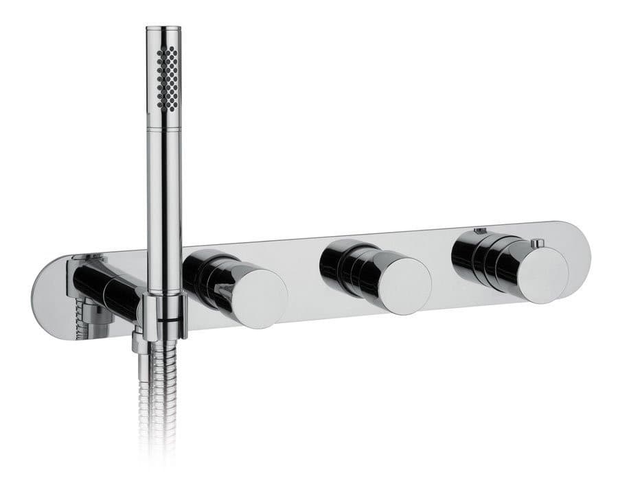 Podtynkowa bateria termostatyczna z uchwytem prysznicowym, 2 wyjścia, mosiądz, chrom