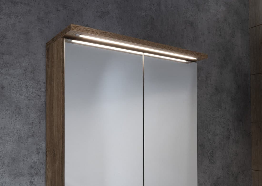 Szafka z lustrem KAWA STRIP LED 60x70 cm dąb emporio