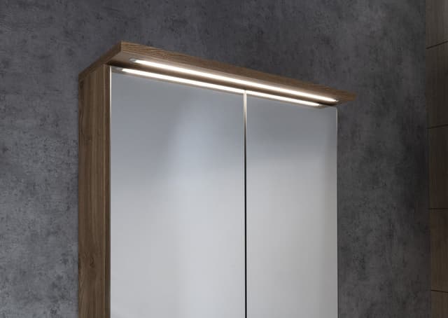 Szafka z lustrem KAWA STRIP LED 60x70 cm dąb emporio