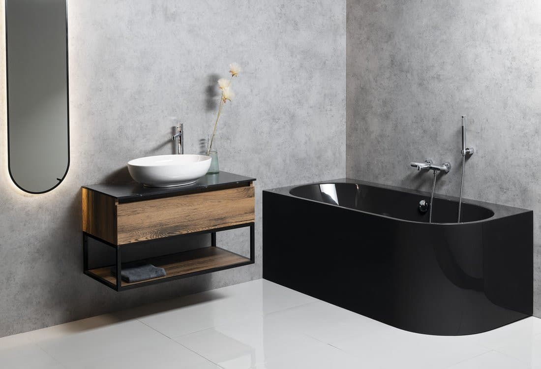 ASTRA L MONOLITH wanna wolnostojąca przyścienna 160x75x60 cm, szara