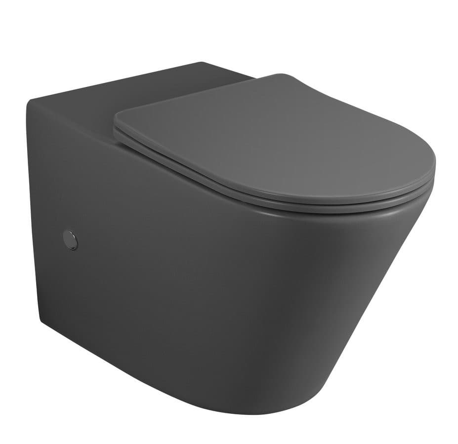 PACO RIMLESS misa do kompaktu WC, odpływ poziomy/pionowy, szary mat